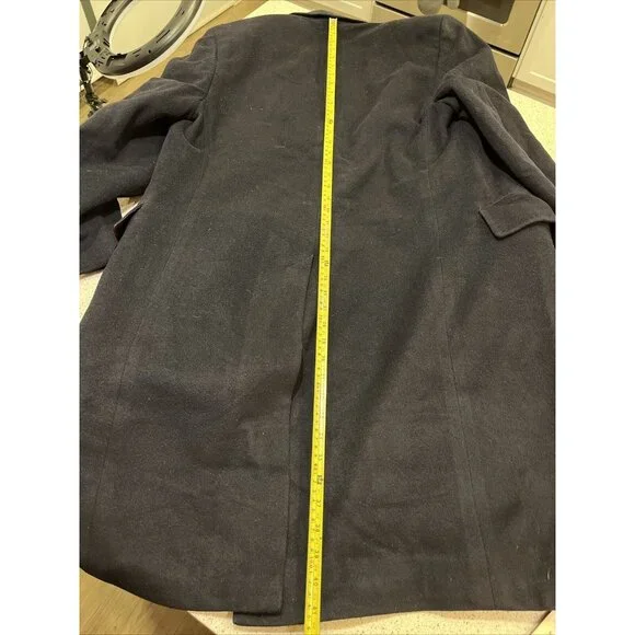 Mens 100% Cashmere 3 Button Full Length Black Coat Size 38? 40?